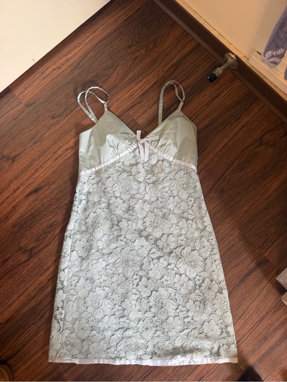 NWT Coach Light Blue Lace Babydoll Slip Dress